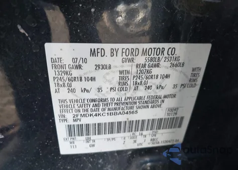 2011 Ford Edge Limited z USA, uszkodzony, nr VIN 2FMDK4KC1BBA04565